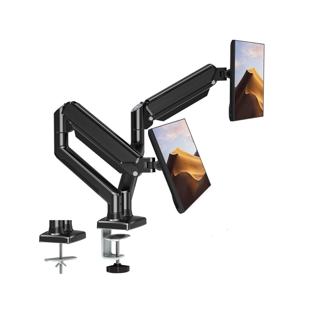 Soporte para monitor, brazo para 2 pantallas, soporte de escritorio para mesa con 2 brazos para pantallas de 13" a 32", compatible con pantallas de 2 a 8 kg, ajuste libre de 360°, accesorios de escri
