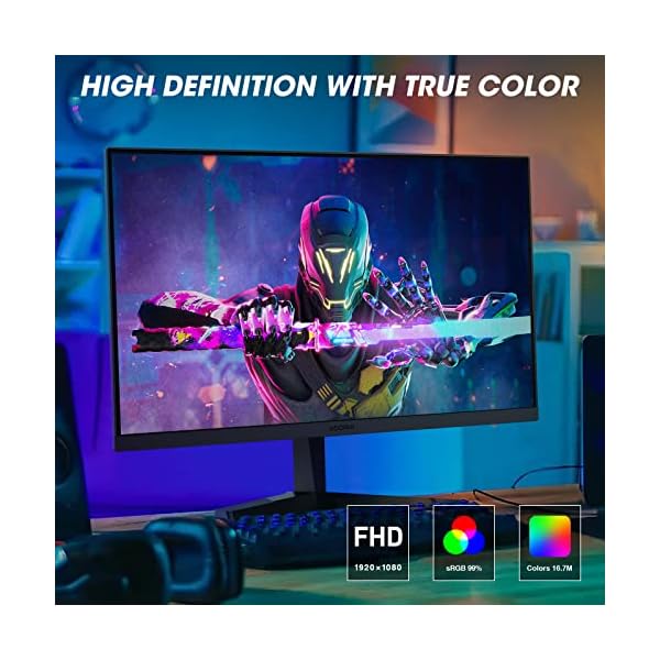 KOORUI Monitor Gaming 24 Pulgadas, 165Hz 1080p 1ms IPS, FreeSync G-Sync, Pantalla Ordenador HDMI, Inclinación Ajustable, Eye Care, Montaje en Pared VESA (FHD HDMI x 2, DisplayPort) Negro - Image 5