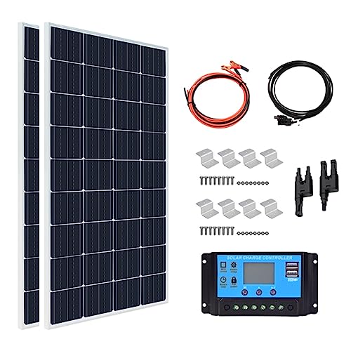 RayGenius Kit De Panneaux Solaires Monocristallins 400w 12v 800w avec RéGulateur De Charge 40A pour Caravanes ExtéRieures, Remorques De Bateau, Camping-Cars,...