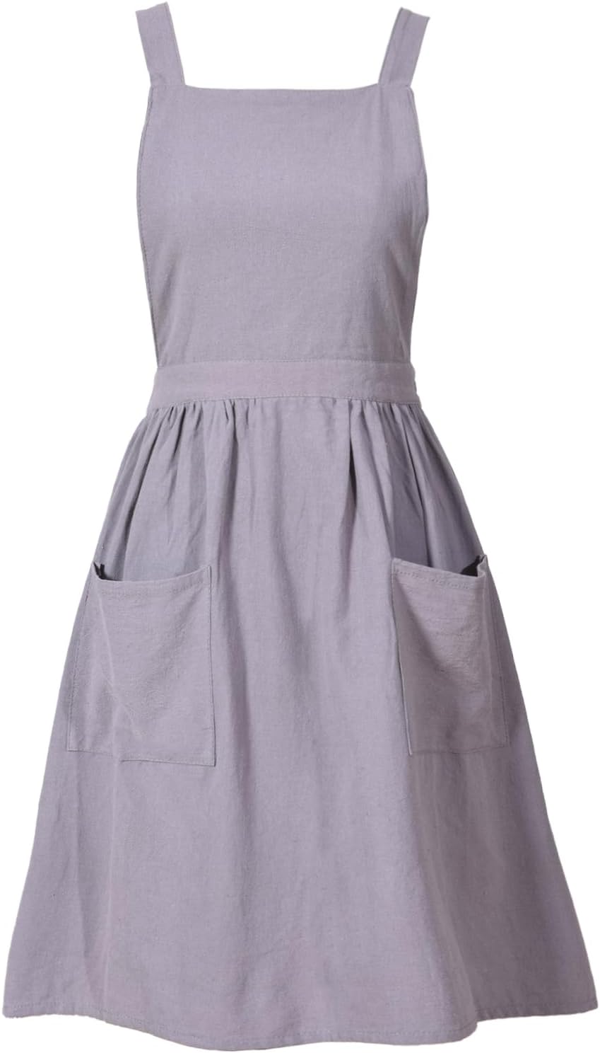 Cotton Linen Pinafore Apron Dress for Women with Pockets Cute Art Chef Aprons for Kitchen Baking Gardening Painting