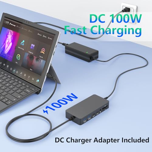 New Surface Thunderbolt 4 Dock Triple Displays with Power Supply, 12 in 1 Surface Docking Station with Dual 4K HDMI+VGA for Surface Pro 12/11/10/9/8/X/7+/7,Surface Laptop 7/6/5/4/3,Suface Go 4/3/2/1 - Image 7