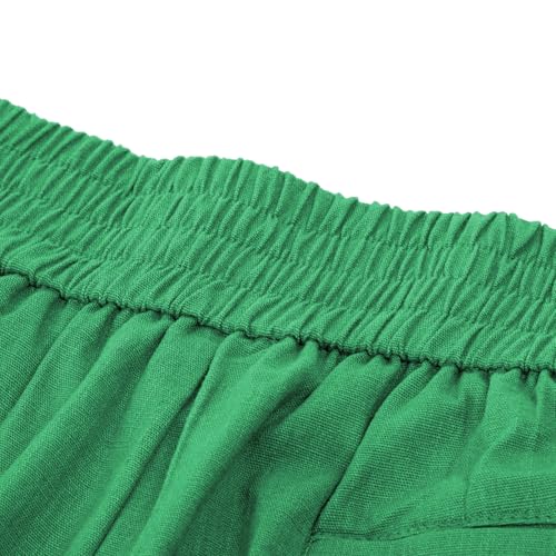 Image of Belle Poque Women Bermuda Shorts Elastic Waist Wide Leg Shorts with Pockets & Belts