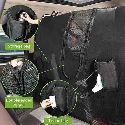 Q-DDOIT Dog Car Net Barrier for SUVs, Pet Barrier with Adjustable Rope and Storage Bag, Dog Fence Barrier for Car Front Seats, Car Divider for Driving Safely with Children & Pets