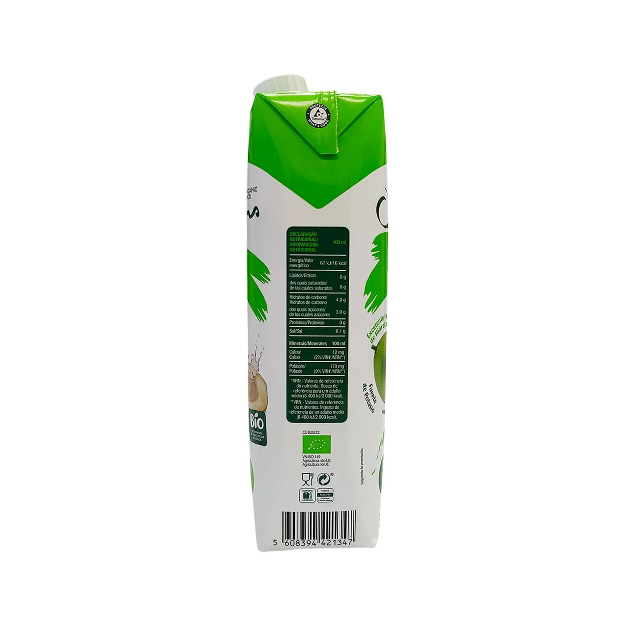 Agua de coco orgánica hasta 47, 1 l, 4 unidades