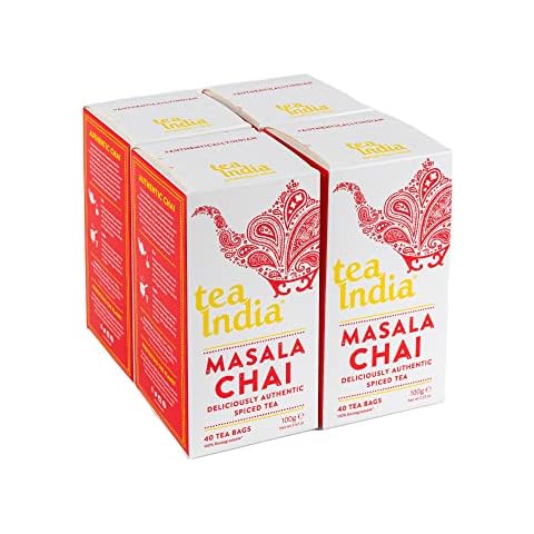 Tea India Masala Chai 160 Tea bags (4 Packs of 40 Biodegradable Tea Bags) Rainforest Alliance Certified Masala Chai Tea Bags Cover