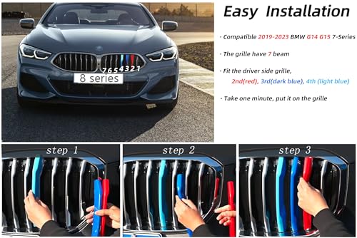 Image of grille color stripes Compatible bmw accessories 2020-2024 G14 G15 G16 8 Series 840I 850i 8-Beam, red,blue,light blue