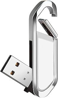 64GB USB Flash Drive Portable Metal Thumb Drive with Keychain USB 2.0 Memory Stick Pen Drive for External Data Storage, White