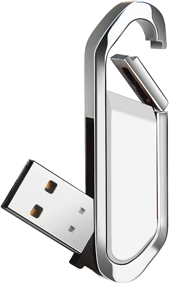 64GB USB Flash Drive Portable Metal Thumb Drive with Keychain USB 2.0 Memory Stick Pen Drive for External Data Storage, White