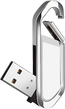 64GB USB Flash Drive Portable Metal Thumb Drive with Keychain USB 2.0 Memory Stick Pen Drive for External Data Storage, White