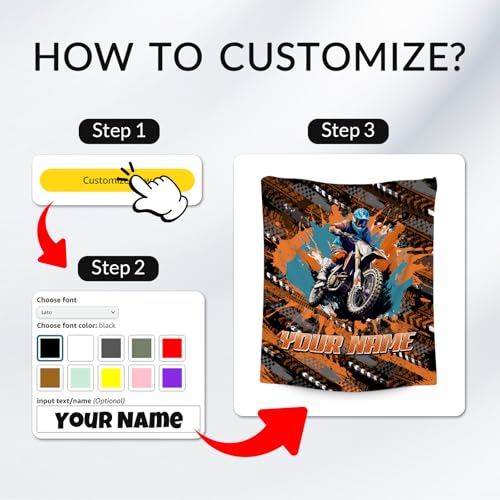 Boys Blankets Personalized Motorcycle Blanket Gifts - 4 Sizes Cozy Soft Dirt Bike Throw for Teens