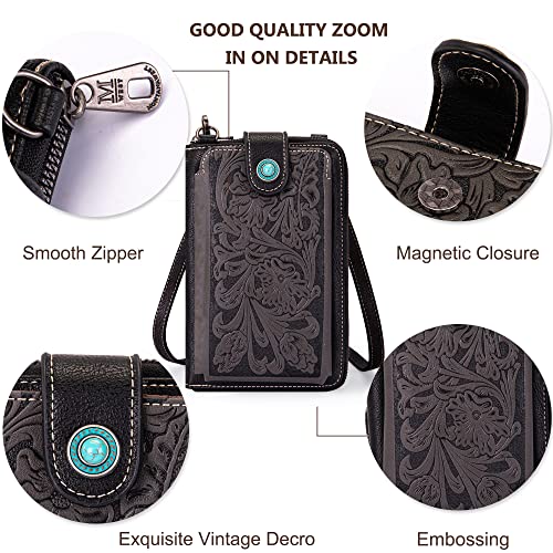 Image of Montana West Western Crossbody Phone Wallet for Women RFID Blocking Wallet Purse with Cash Slots & Zipper Pocket