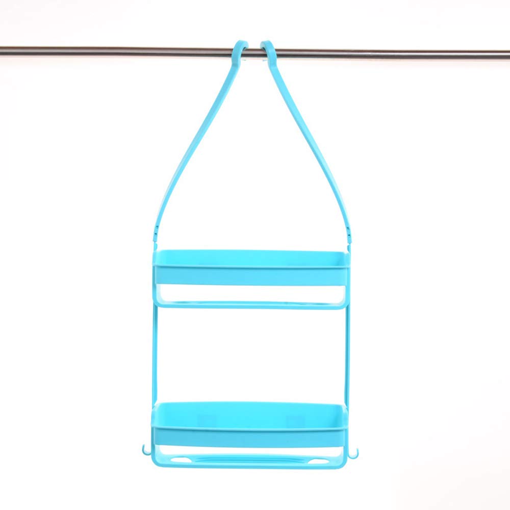 R FLORYColorful 2 Layers Caddy Detachable Plastic Holder Bathroom Easy Dry Bathing Shelf Shower Head Hanging Holder Rack Wall Mount Bathroom Room Saver Container (Blue)
