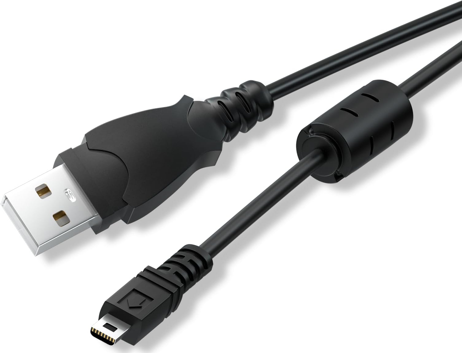 LEAGY USB-A to Mini-B 8-Pin USB 2.0 Fast Charge Transfer Cable with Silver-Plated Plug and Anti-jamming Ferrite Magnetic Ring, 3 Feet, Black