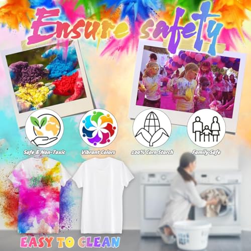 ARELUX Holi Color Run Powder 12 Pack 2.8oz/80g Each Natural Assorted Color Rangoli Powder Bulk, Washable Chalk Paint for Color War, Rangoli, Fun Run, Party & Festival