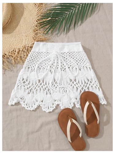 Milumia Girl's Crochet Sheer Coverup Hollow Eyelet Skirts Swim Cover Up Beachwear3