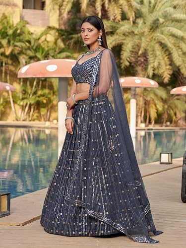Indian ready to wear lehenga choli for women flared party night with stitched blouse-ZGM4