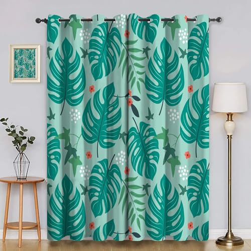 Genérico Cortinas Opacas Térmicas Aislantes 2 Piezas - 140x260cm, Hojas de Hoja de Tortuga, Cortinas Decoración Salón/Dormitorio, con Anilla de Cortina CLA5775