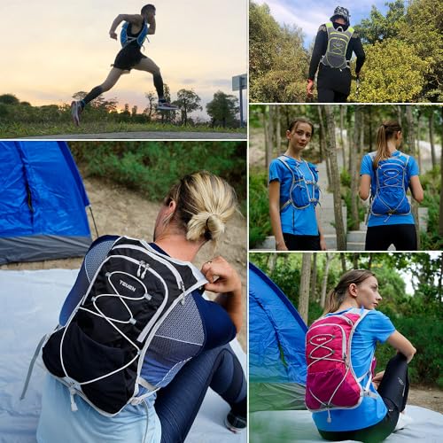 Teuen Zaino Idratazione Con Vescica 2L, Zainetto Running Leggero Donna Uomo Zaino Con Sacca Idrica Per Corsa Mtb Ciclismo Maratona Trekking Trail, Zaino Acqua 6L Unisex Adulto (Nero2) - 7