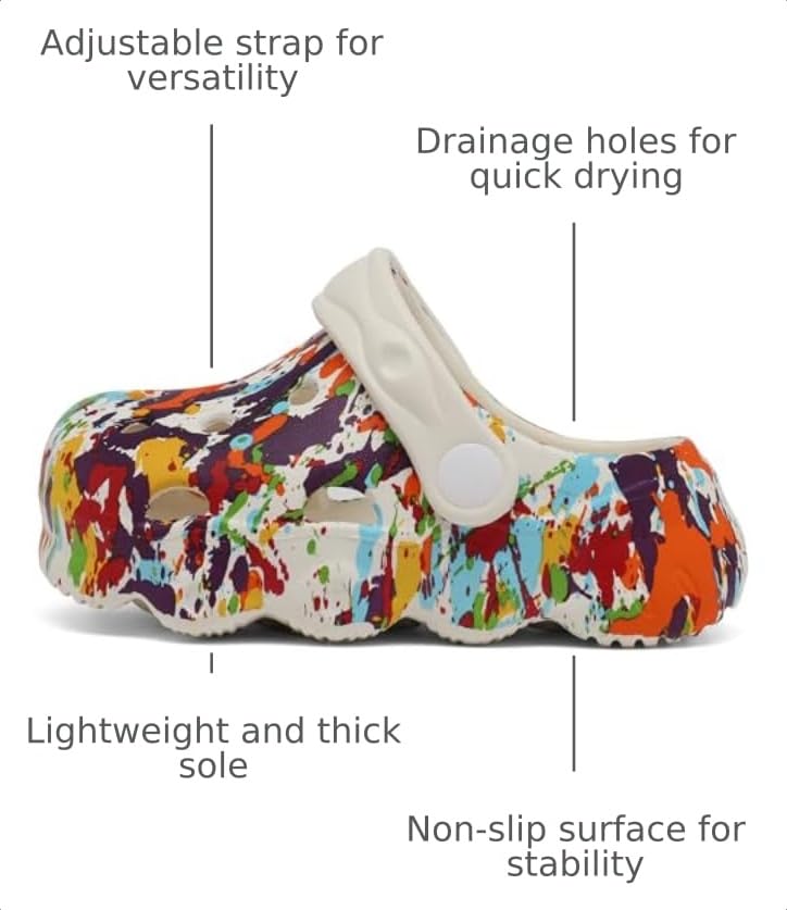 Image of INMINPIN Kids Cute Clogs Cartoon Garden Shoes Boys Girls Slides Slippers Indoor Outdoor Children Water Shower Beach Pool Sandals