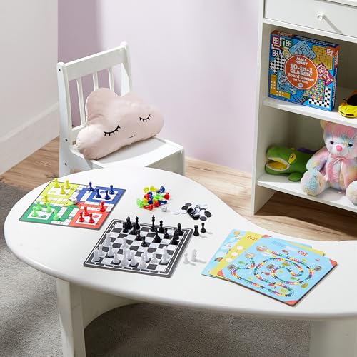 Image of Amazon Brand - Jam & Honey 10-in-1 Classic Board Games for Smart Kids|Chess,Ludo,Snakes & Ladders,Checkers & More|Boosts Decision Making,Strategic Thinking & Problem Solving|Ages 5+ Years(Multicolor)