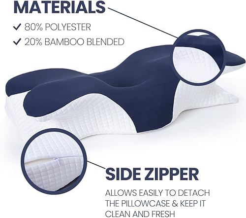 Miniatura 6 de Almohada cervical de espuma viscoelástica para aliviar el dolor de cuello y hombros, almohada ortopédica ergonómica de apoyo de contorno para