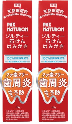 PAX NATURON(パックスナチュロン) ソルティー石けんはみがき 120g (× 2)の商品画像（Amazon）