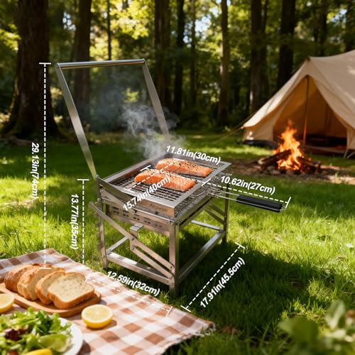 Ergocar Charcoal Grill Outdoor Multi-Function Portable Rotatable Adjustable Height 4-Tier Charcoal Tray Ideal For Outdoor Smoking, Picnics, Camping Barbecues by Ergocar - Image 3