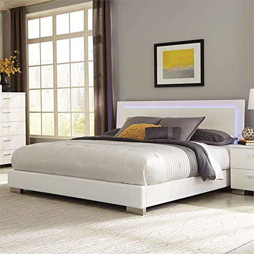 Coaster Home Furnishings Platform Bed, Glossy White, Queen #TOP2