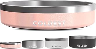 The Coldest Water Dog Bowl, Anti Rust Metal & Non Slip Dog Bowls Large, Spill Proof Heavy Duty 3 Layers Insulated Dog Bowl, Food & Bowl for Dogs, Cats, Dishwasher Safe (21 oz, Forever Pink Glitter)