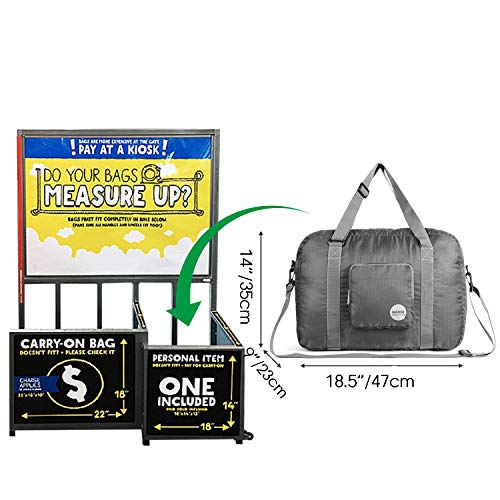 Wandf Foldable Travel Duffel Bag Luggage Sports Gym Water Resistant Nylon, Grey