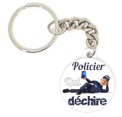 Porte clé badge policier qui déchire polce CADEAU humoristique personnalisé