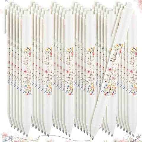 Ireer 36 Pcs Baby Shower Pens Gifts Bulk Party Favors for Guests Games Neutral Gender Reveal Favors Baby Shower Prizes Souvenirs Gift Bags Stuffer Supplies(Baby in Bloom) Cover
