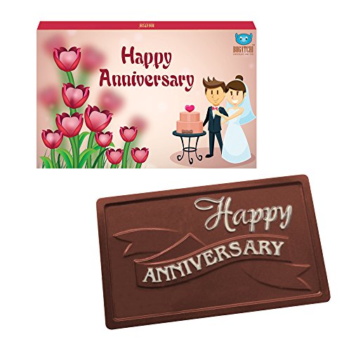 Image of BOGATCHI Happy Anniversary Dark Chocolate Box, Greetings, Dark Chocolates, Love Chocolates, Premium Chocolates, 70 g