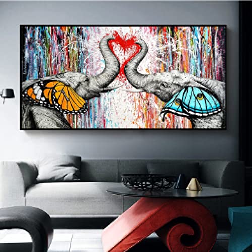 Art photos éléphants amoureux abstrait pour réveiller un mur blanc