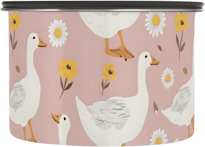 ALAZA Cute Goose with Flower Floral Coffee Canister 30oz miniatura 4