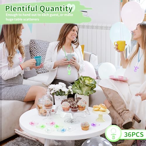 Image of Pacifiers for Baby Shower Game, 36 Large Size Plastic Pacifiers for Baby Shower Decoration DIY, Hunt Game Props, Gender Reveal Party Table Scatter(Green, 2.75 in)