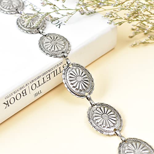 Iluvatar Womens Metal Chain Dress Belt Hollow Out Daisy Sweater Belt Decorated Skinny Waist Belt U28 #TOP5