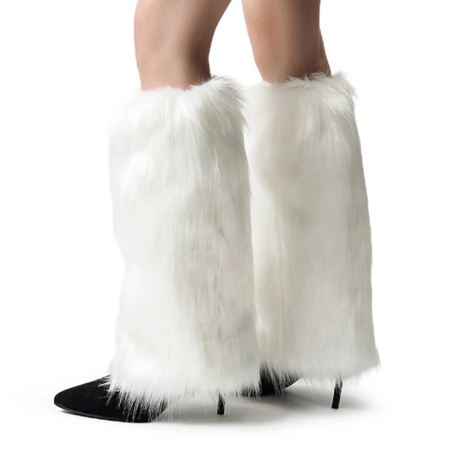 Winter Women Faux Fur Fluffy Leg Warmers Fuzzy Long Boot Covers Furry For Christmas