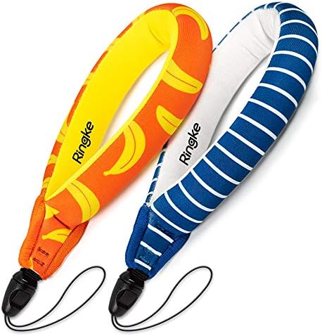 Ringke Waterproof Float Strap (2 Pack), Underwater Floating Strap, Wristband, Hand Grip, Lanyard Compatible with Camera, Phone, Key and Sunglasses (Banana & Navy Stripes)