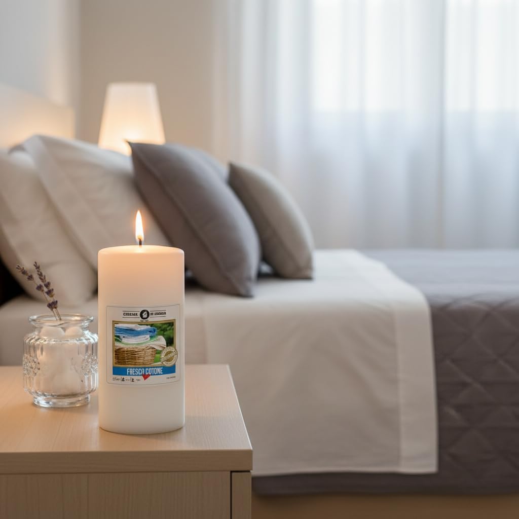 Scented Cotton Candle Diameter 6 cm H 15 cm Allergen Free