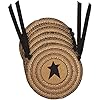 Vhc brands kettle grove primitive jute round textured chair pad applique star set of 6 15  urban country home decor