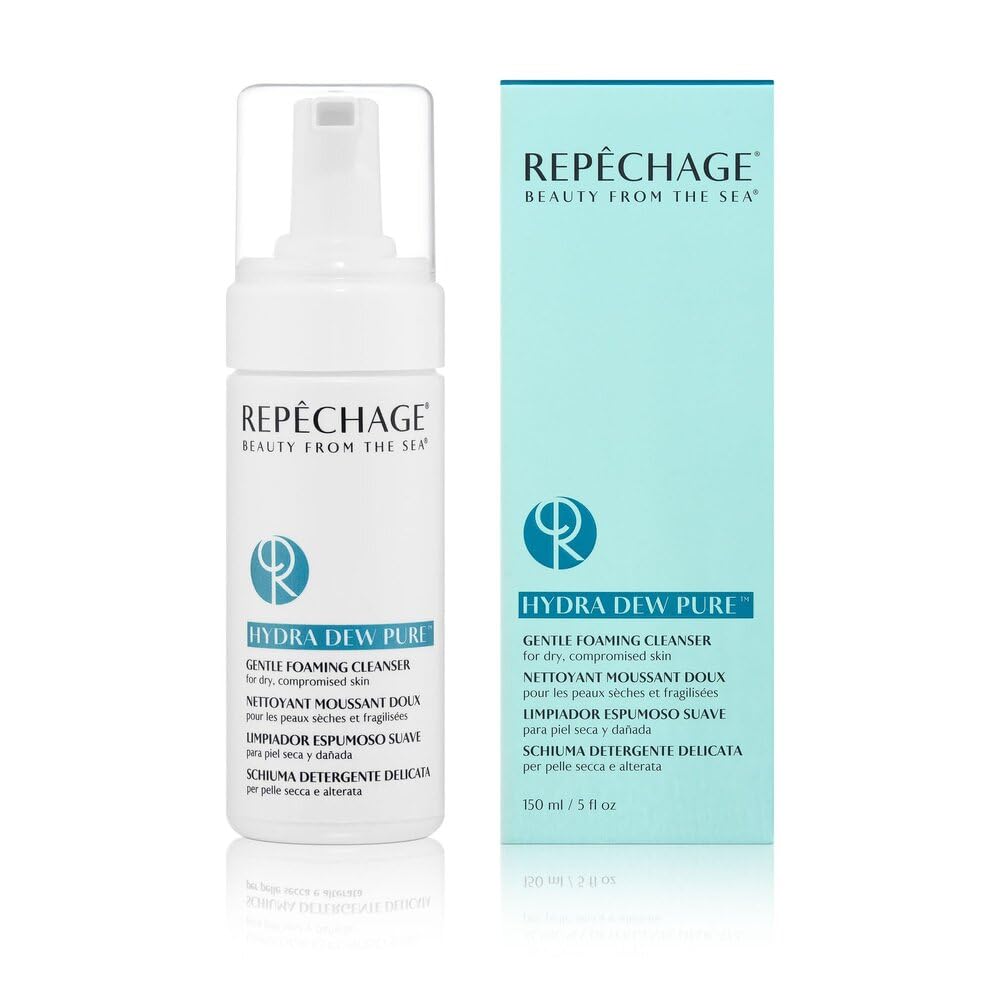 Repechage Hydra Dew Pure Gentle Foaming Cleanser – Hydrating Facial Cleanser for Dry & Sensitive Skin – Mild Face Wash with Seaweed Extracts & Botanicals – Help Remove Eye Makeup