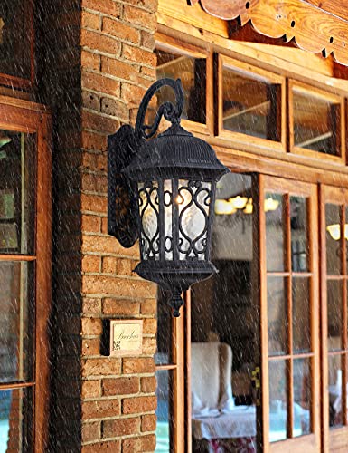 N / A Nlieopda Large Outdoor Wall Light 20.87" H Black Waterproof Outside Wall Sconce Classical European Style Porch Light With Water Glass For Entryways, Yards, Front Porch #TOP6
