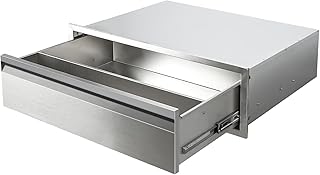 Outdoor Kitchen Drawers 30" W x 10"H Flush Mount BBQ Single Drawers with Divider,Stainless Steel Built-in Drawer for Outdoor Kitchen Island Patio Grill Station