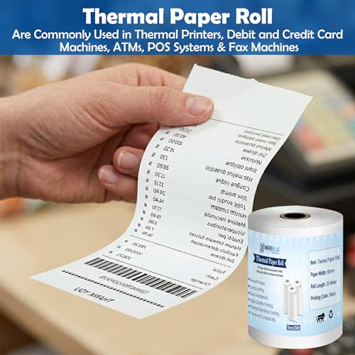 Image of MOREBLUE 3 Inch Thermal Printer Roll 79mm x 50 Meter | Thermal Receipt Paper Roll for POS Billing Machine | Cash Register Bill Printer Paper | BPA Free, High Print Clarity, Long Lasting 5 Roll