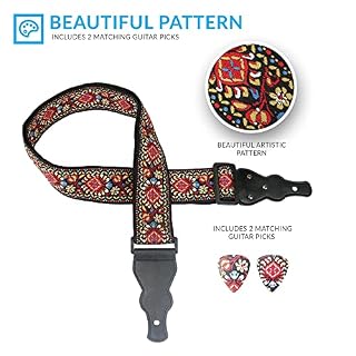 Sangle de guitare de style folk – Lot de cintres de guitare tissés jacquard avec 2 verrous de sangle et 2 médiators… - Les Beatles, Paul McCartney, John Lennon, RIngo Starr, George Harrison Sangle de guitare de style folk - Lot de cintres de guitare tissés jacquard avec 2 verrous de sangle et 2 médiators… – Image 5