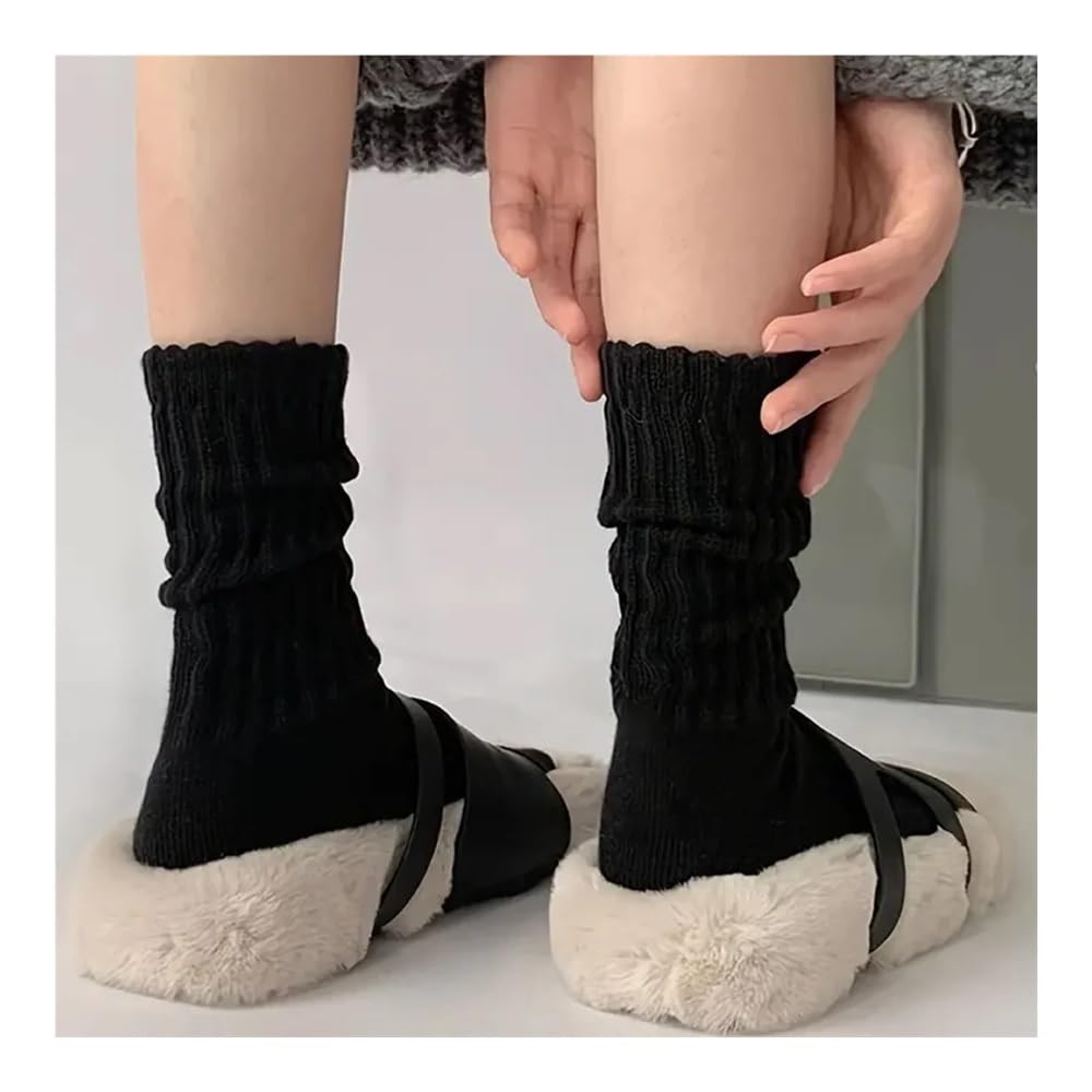 6 pares de calcetines de media pantorrilla gruesos de punto térmico para mujer, bonitos calcetines largos sueltos holgados para primavera, otoño e invierno