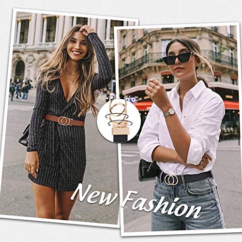 JASGOOD Women Leather Belt,Reversible Belt,Leather Waist Belt for Jeans Dress with Gold Double O Ring Rotate Buckle2