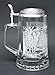 JAMES MEGER GLASS WHITE TAIL DEER STEIN, Etched German Glass Beer Stein w/ Pewter Lid, Made in Germany
