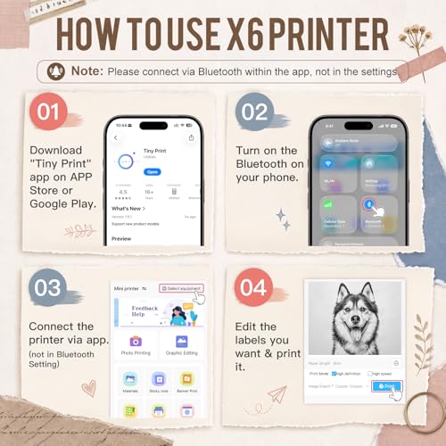 Image of cudinham Print Pods Mini Printer, Sticker Printer with 10 Rolls Thermal Printing Paper, Inkless Pocket Printpod for Phone, Impresora Portatil for Notes, DIY, Gift Set for Student, Kids, Family (Pink)